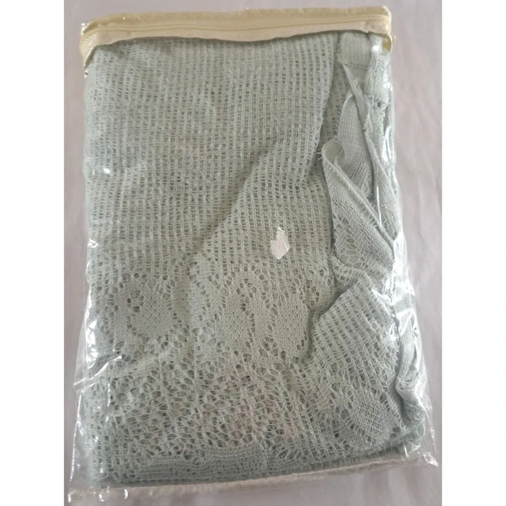 NEW Vintage Lace Swag Curtain Panels Butterflies Sage Green Boho Cottage 58x38